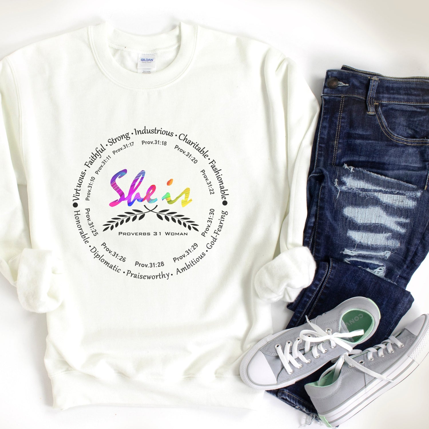 She Is . . . Light Fab Sweatshirt - Affirm The Word Literary