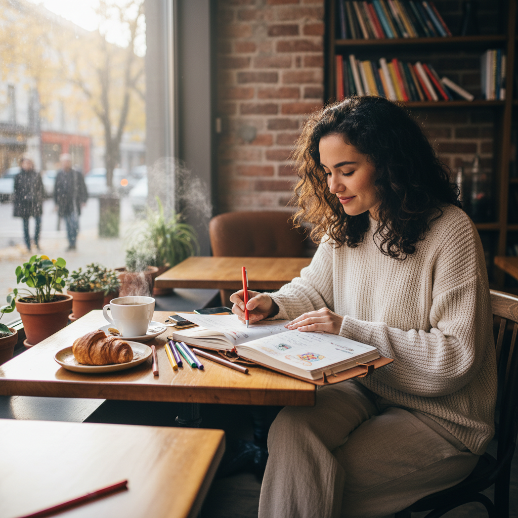 Woman reading prayer journal