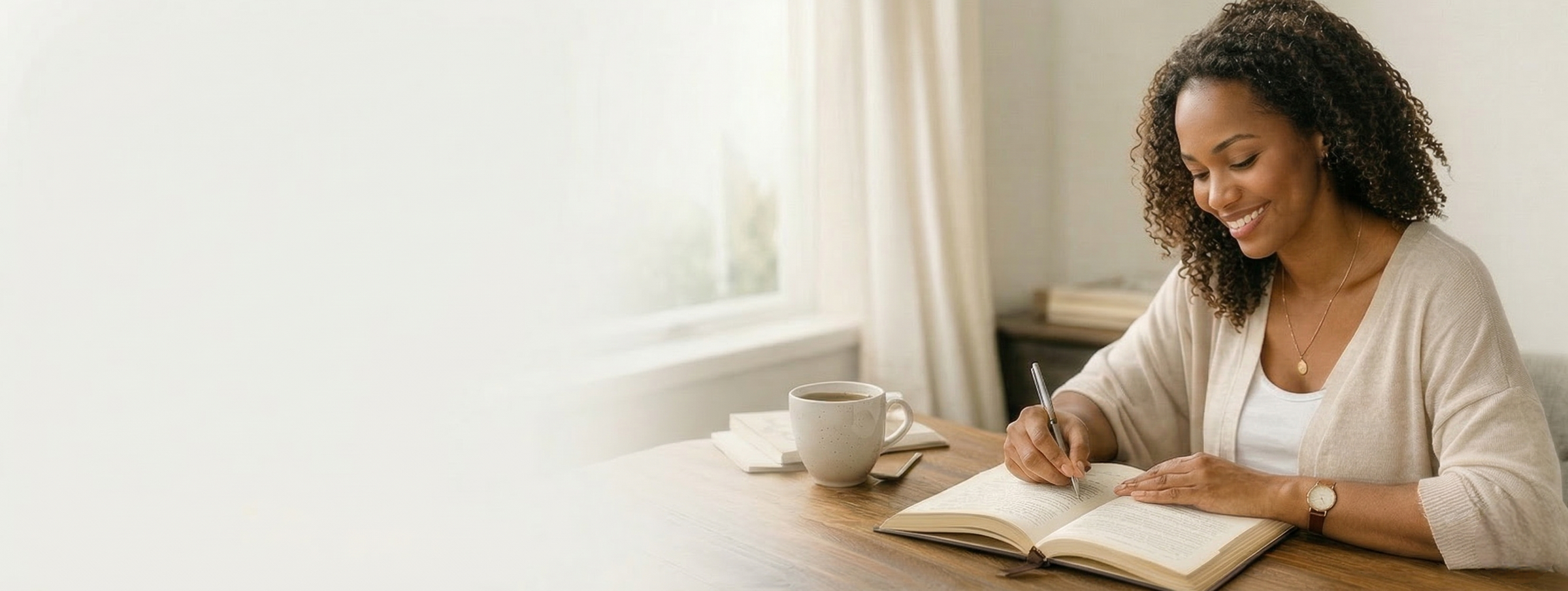Woman writing in prayer journal