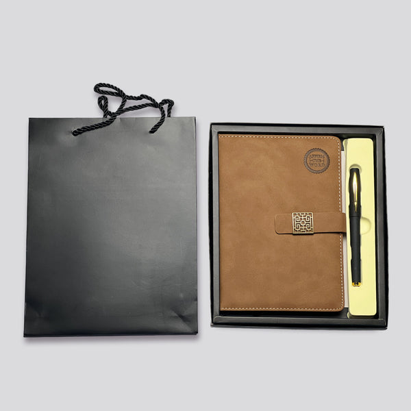 Lined Journal & Pen Gift Set— Brown (FREE Engraving)