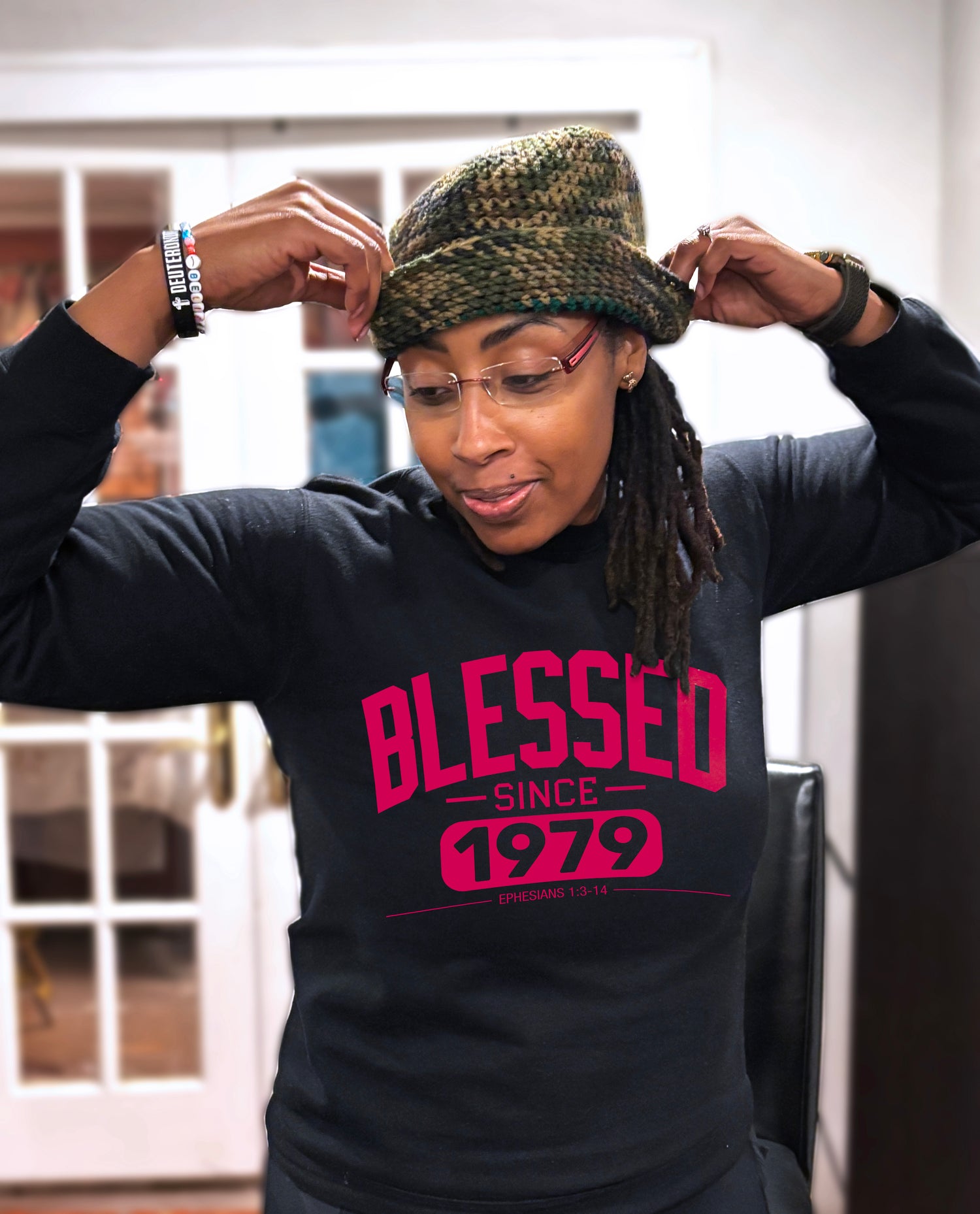 Blessed Since—Black/Pink Personalized Sweatshirt