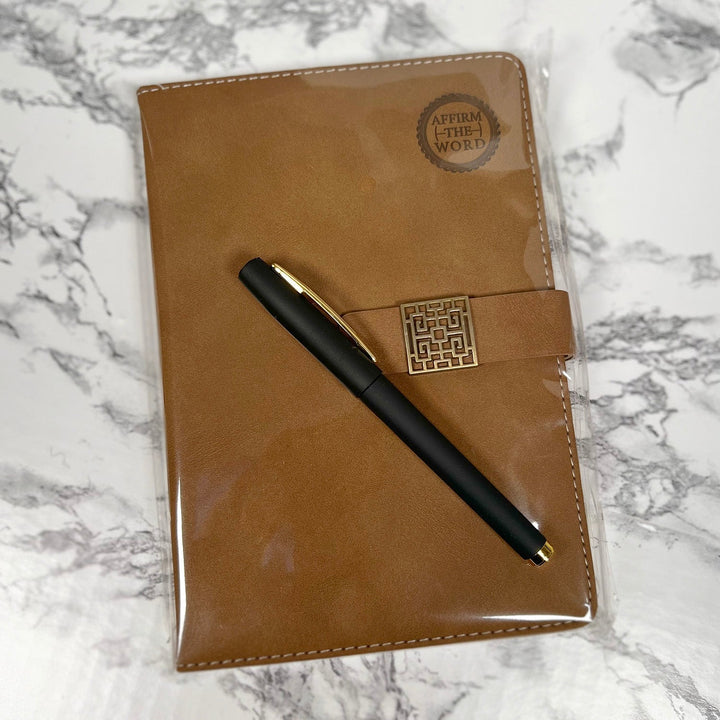 Lined Journal & Pen Gift Set— Brown - Affirm The Word Literary
