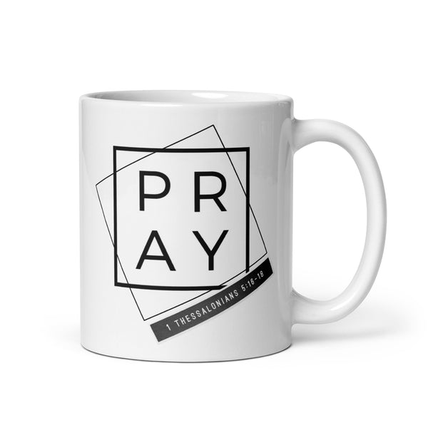 Pray Squares White Mug