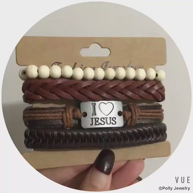I Heart Jesu Bracelet Set