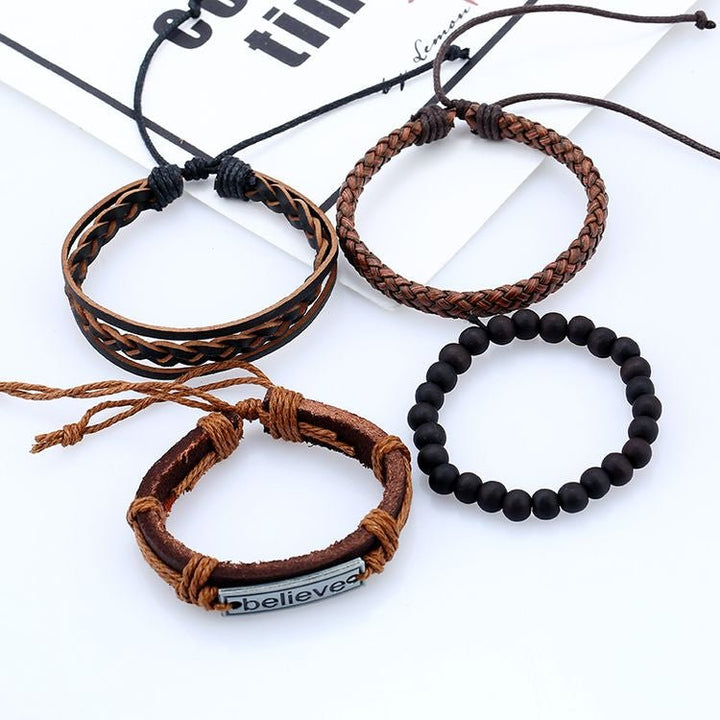 Leather braided Believe Bracelet Set - Affirm The Word Literary