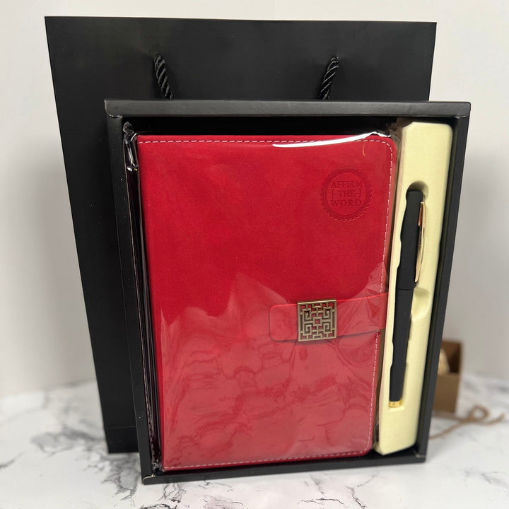 Lined Journal & Pen Gift Set—Red - Affirm The Word Literary